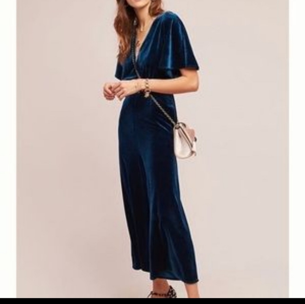 Elegant Blue Velvet Jumpsuit